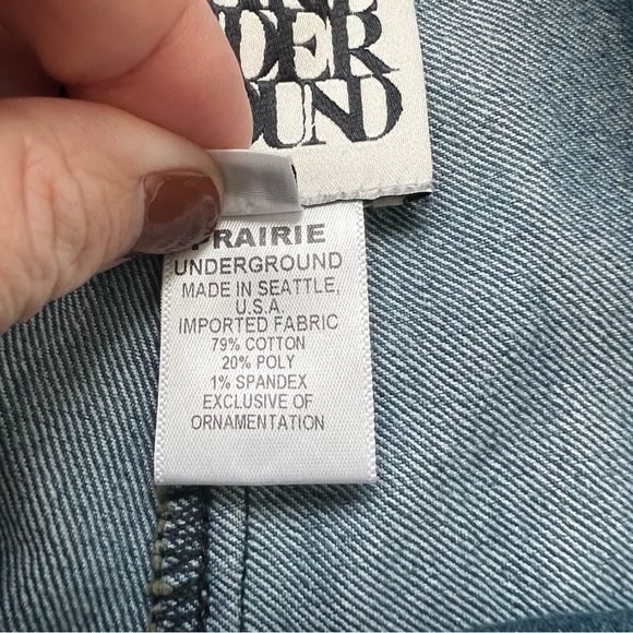 2/25 Prairie UnderGround Blue Jeans Denim Boho Zip Front Made USA Y2K - Picture 4 of 6